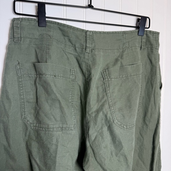 GAP Wide Leg Linen Cotton Blend Army Green High Rise Pants Women’s Size 4 - Picture 7 of 13
